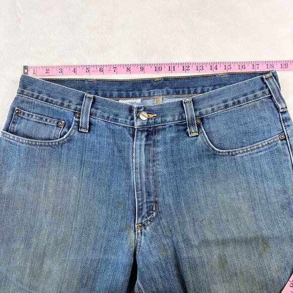 2 Pair Carhartt Men’s distressed Blue size 36x30 workwear - Picture 7 of 9